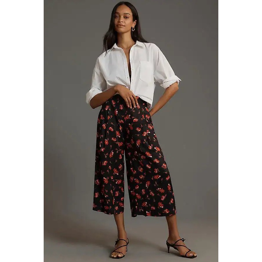Maeve Anthropologie Printed Pleated A-Line Culottes Xsp Petite